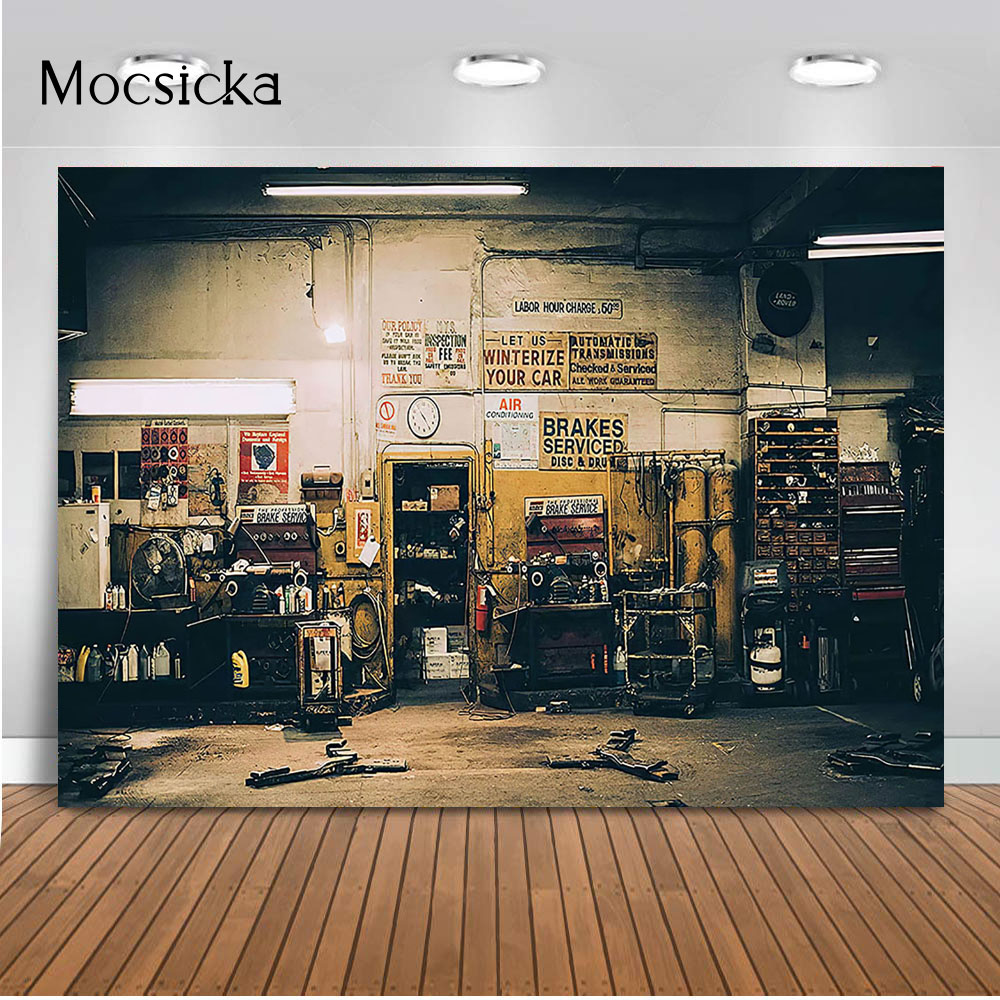Workshop Tools Background - Ретро ремонт автомобиля фон инструмент мастерская