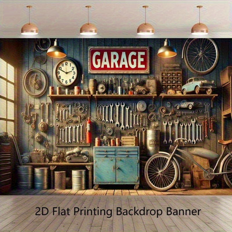 Workshop Tools Wallpaper - Промышленный фон-баннер для гаража, обои с