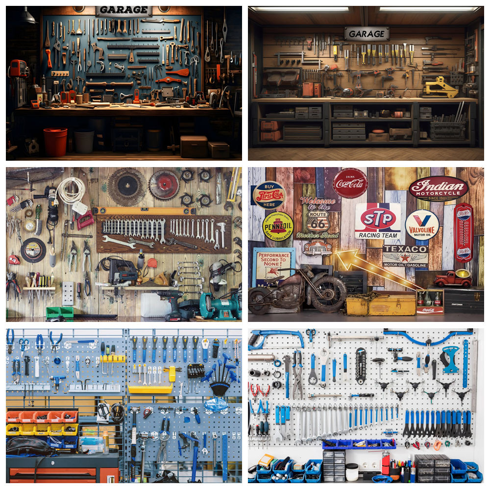 Винтажный фон для гаража, инст – обзор и цена Workshop Tools Background